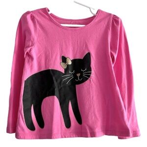 The Children’s Place Black Kitty Cat Long Sleeve Shirt Girl’s 4T